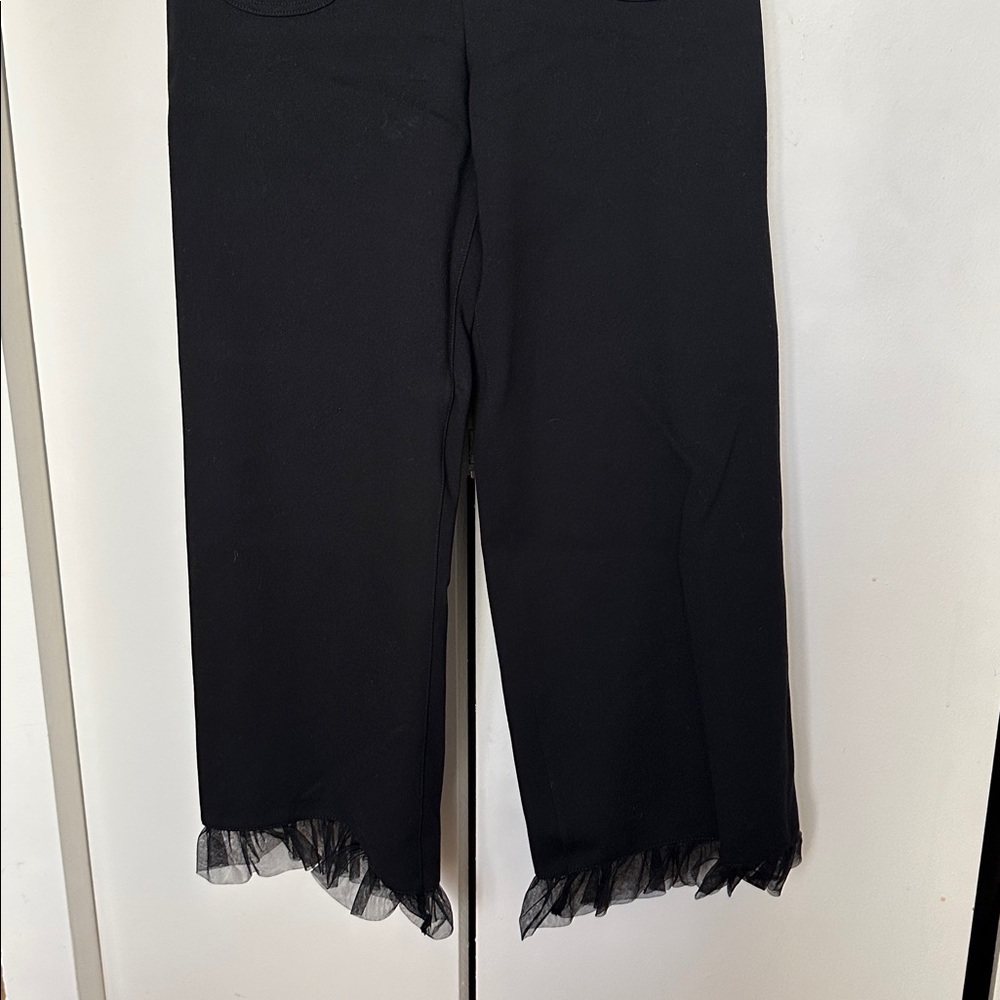 Colette by Maeve black stretch pants with lace trim hem. Back zipper - Picture 10 of 12